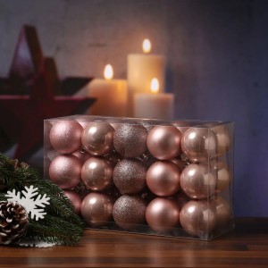 Marelida Christbaumkugeln Weihnachtskugeln Bruchfest 6cm Glänzend Matt Creme Rosa 30Stück