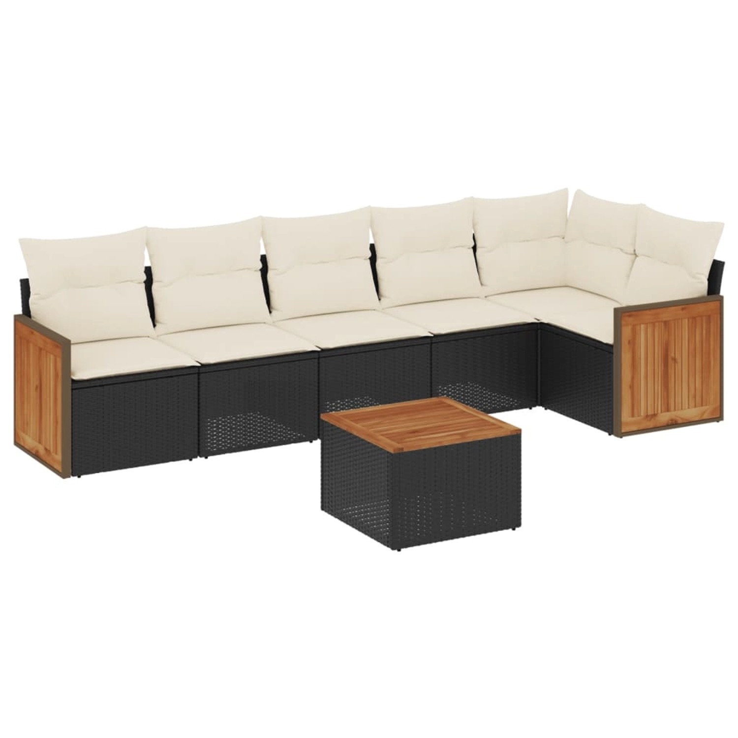 vidaXL 7-Tlg Garten-Sofagarnitur mit Kissen Schwarz Poly Rattan 3260075 günstig online kaufen