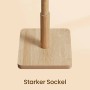Detailaufnahme: Quadratischer Sockel des Songmics Kleiderständers Andi aus hellem Holz.