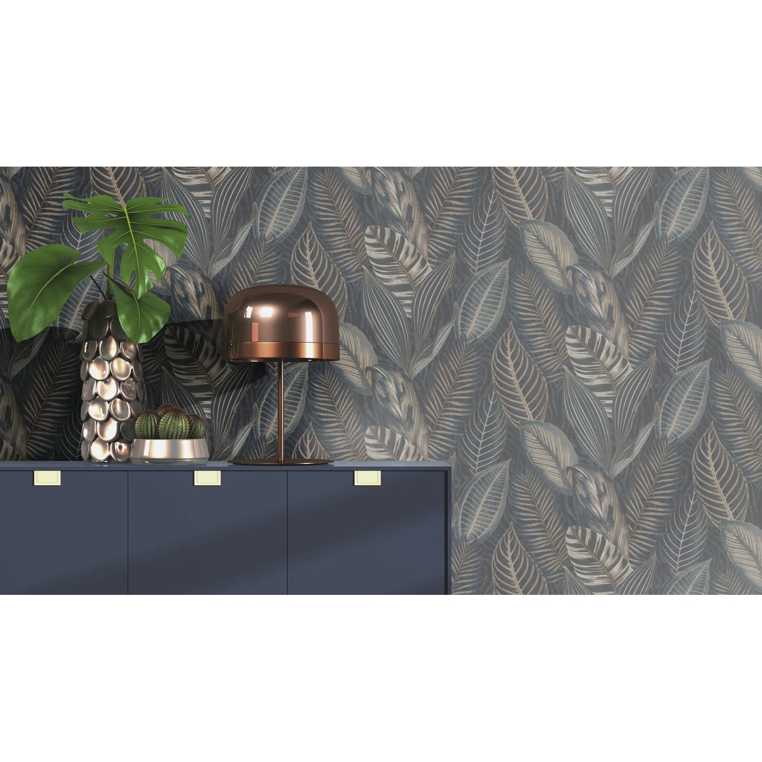 Rasch Vliestapete African Queen III Blätter Nachtblau 10,05 x 0,53  