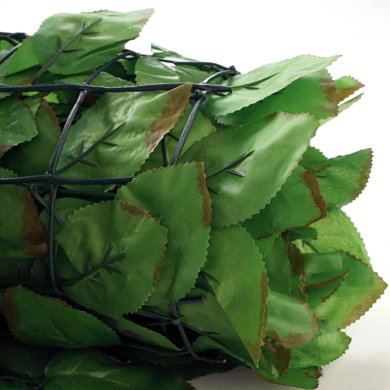 MCW Balkonsichtschutz T811 Buche, 300x150cm, hellgrüne Blätter an flexiblem Gitter.