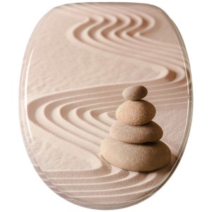 Sanilo WC-Sitz Zen mit Absenkautomatik, Holz, Motiv Steine und Sand
