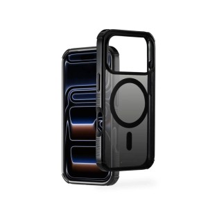 Schwarze, transparente Handyhülle Extreme Protect für Apple iPhone 17 Pro mit Magnetring. Robustes Handy-Zubehör.
