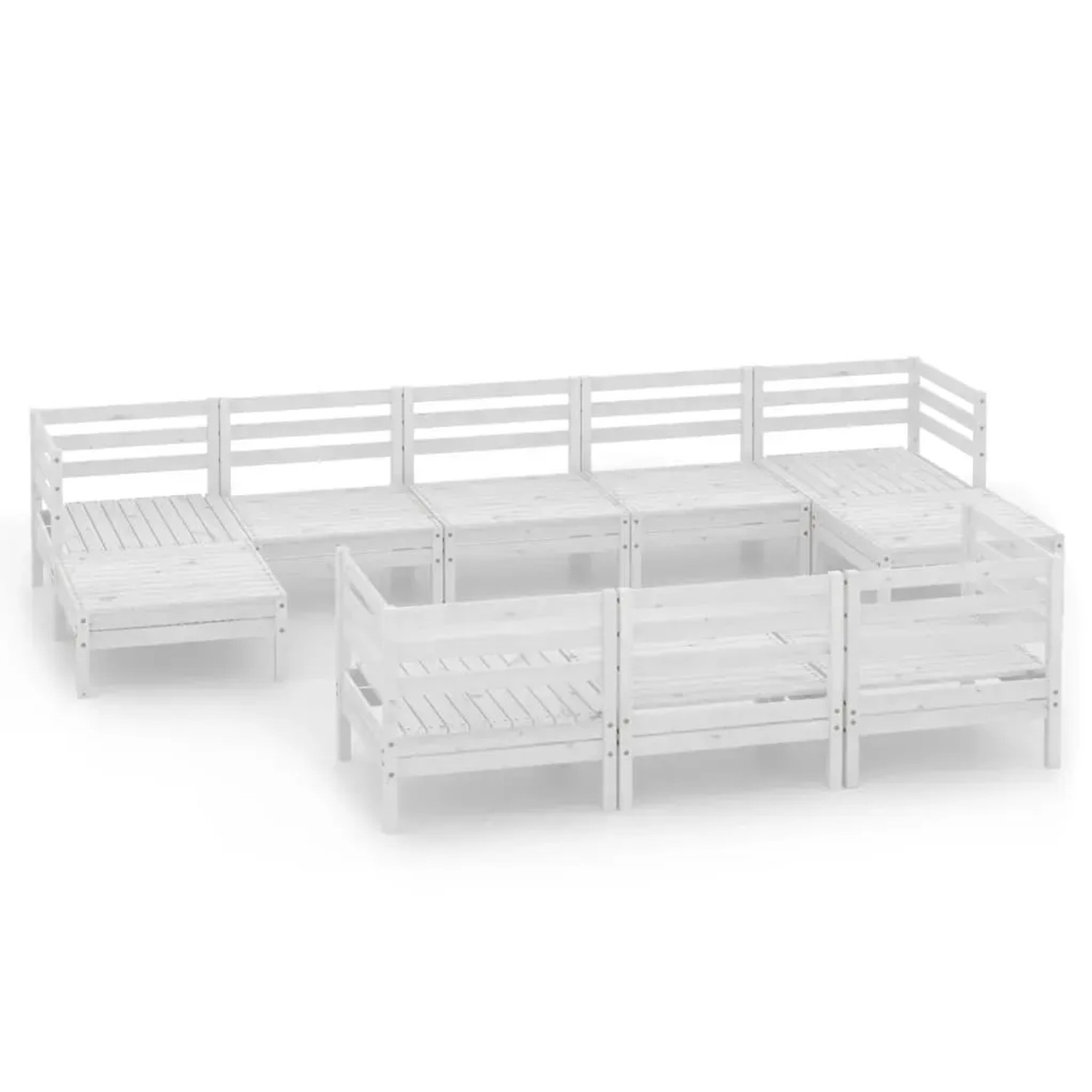 vidaXL 10-Tlg Garten-Lounge-Set Weiß Massivholz Kiefer 3083385