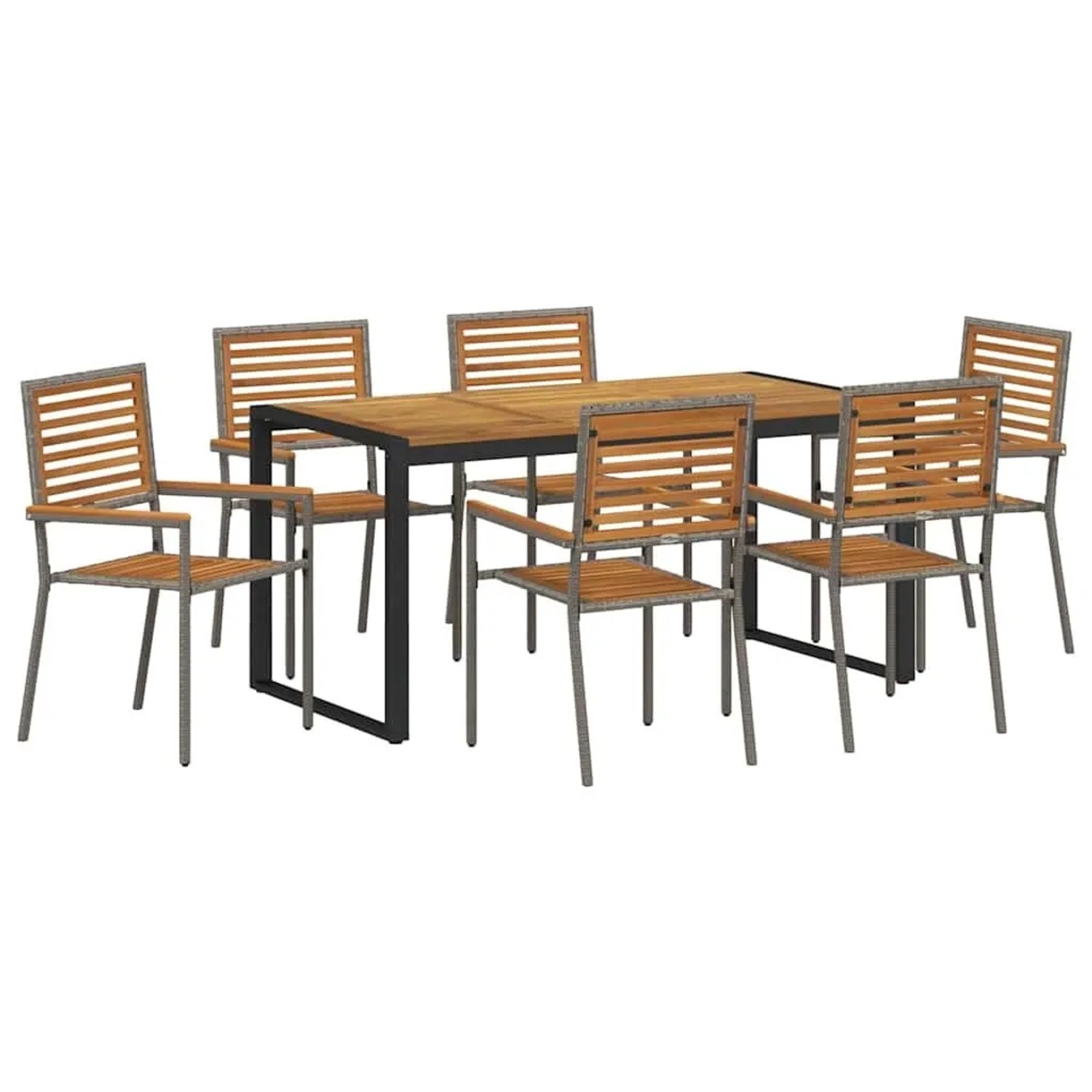 vidaXL Garten Essgruppe 7-Tlg Grau und Braun Poly-Rattan 3365479