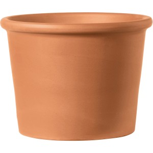 Roter Deroma Pflanztopf Zylinder Bordato, 28 cm, aus Terrakotta für den Garten.