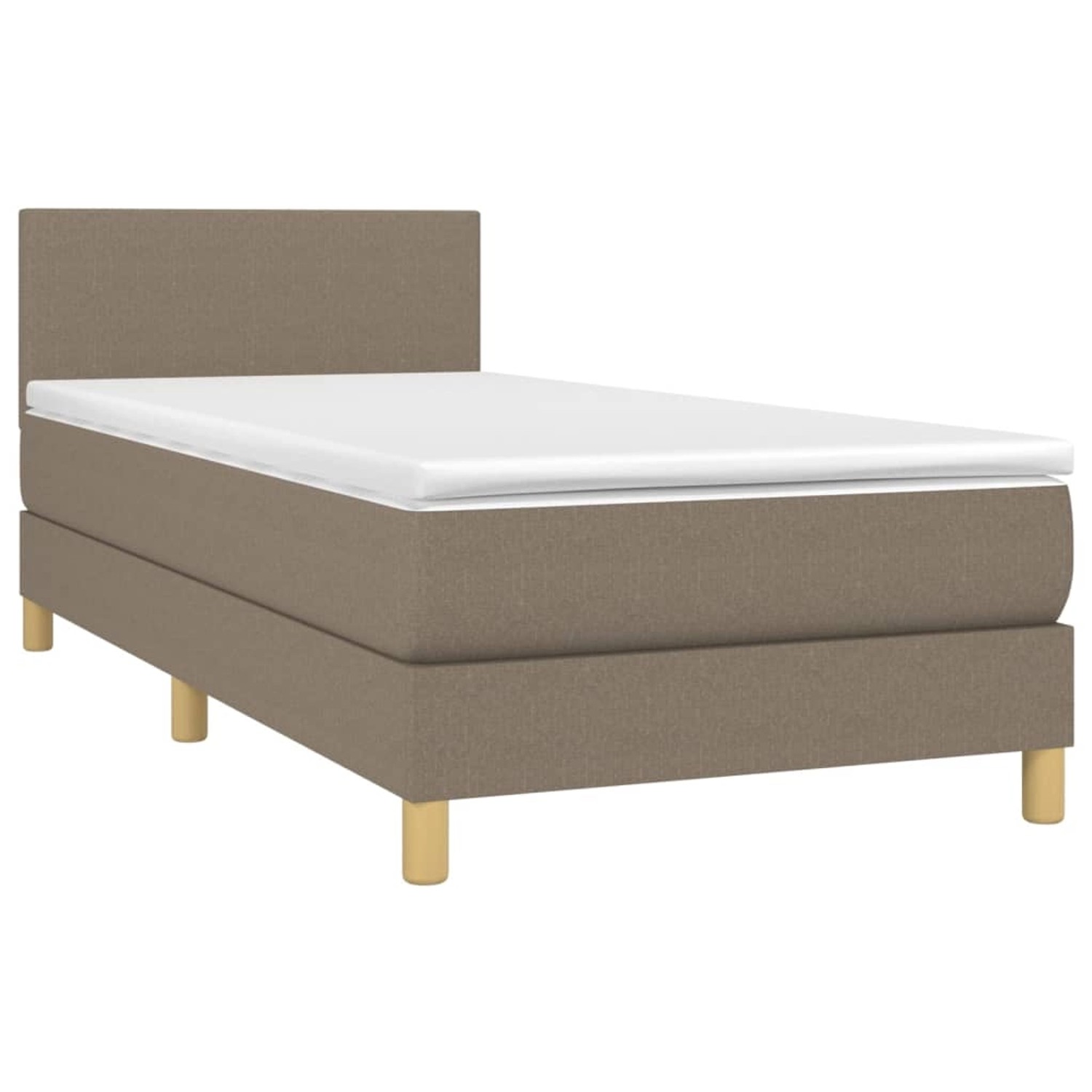 vidaXL Boxspringbett mit Matratze & LED Taupe 90x200 cm Stoff 3133529 günstig online kaufen