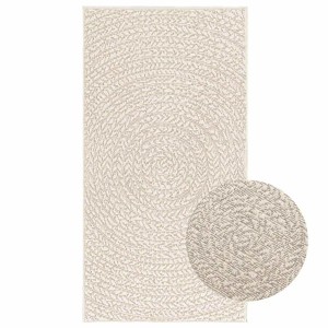 Cremefarbener vidaXL ZIZUR Outdoor-Teppich, 60x110 cm, in Jute-Optik mit rundem Muster für Innen & Außen.