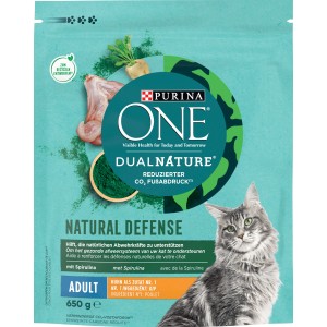 Purina One DualNature Katzenfutter mit Huhn und Spirulina für ausgewachsene Katzen, 650g.