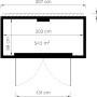 Skizze Gartenschrank Bertilo Box Bike, Maße: 103x207 cm, Anthrazit. Grundriss mit Bemaßung.
