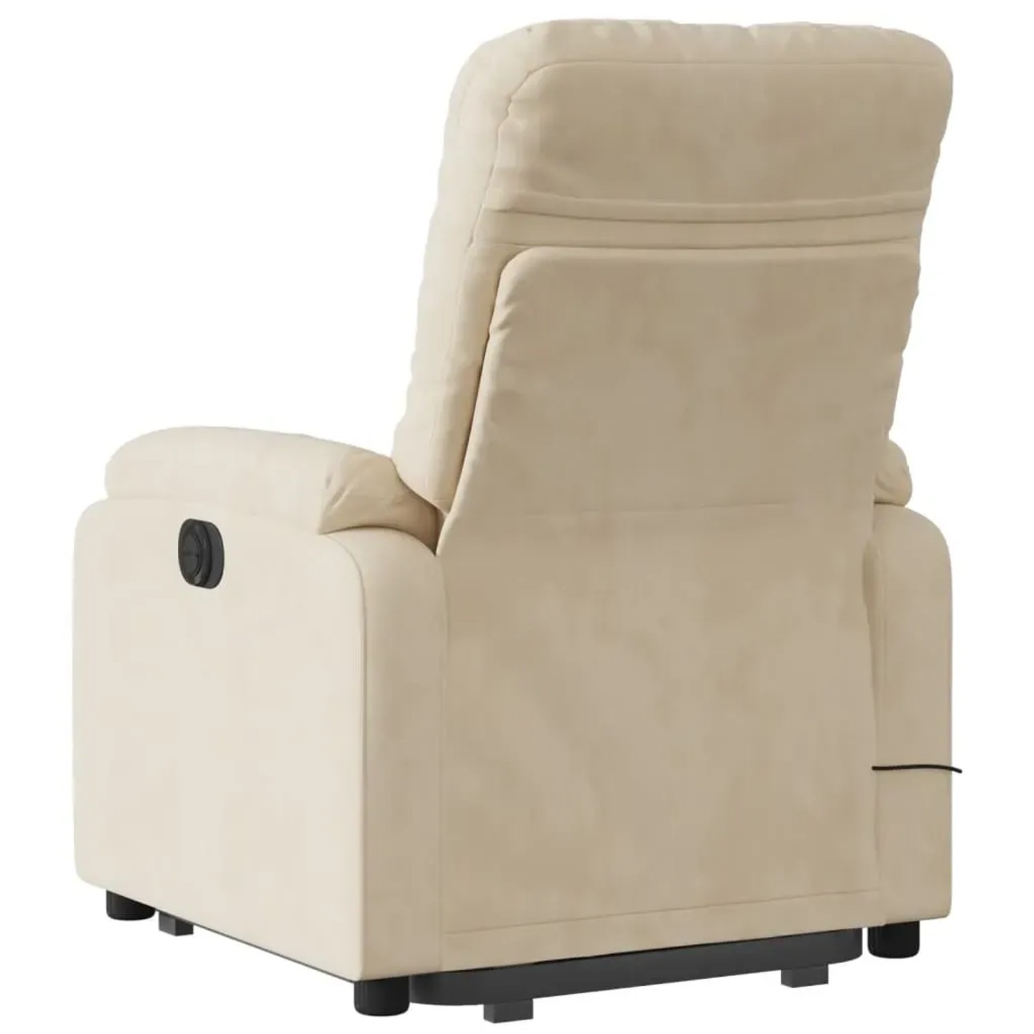 Rückansicht: Cremefarbener vidaXL Massagesessel mit Aufstehhilfe aus Mikrofaser.