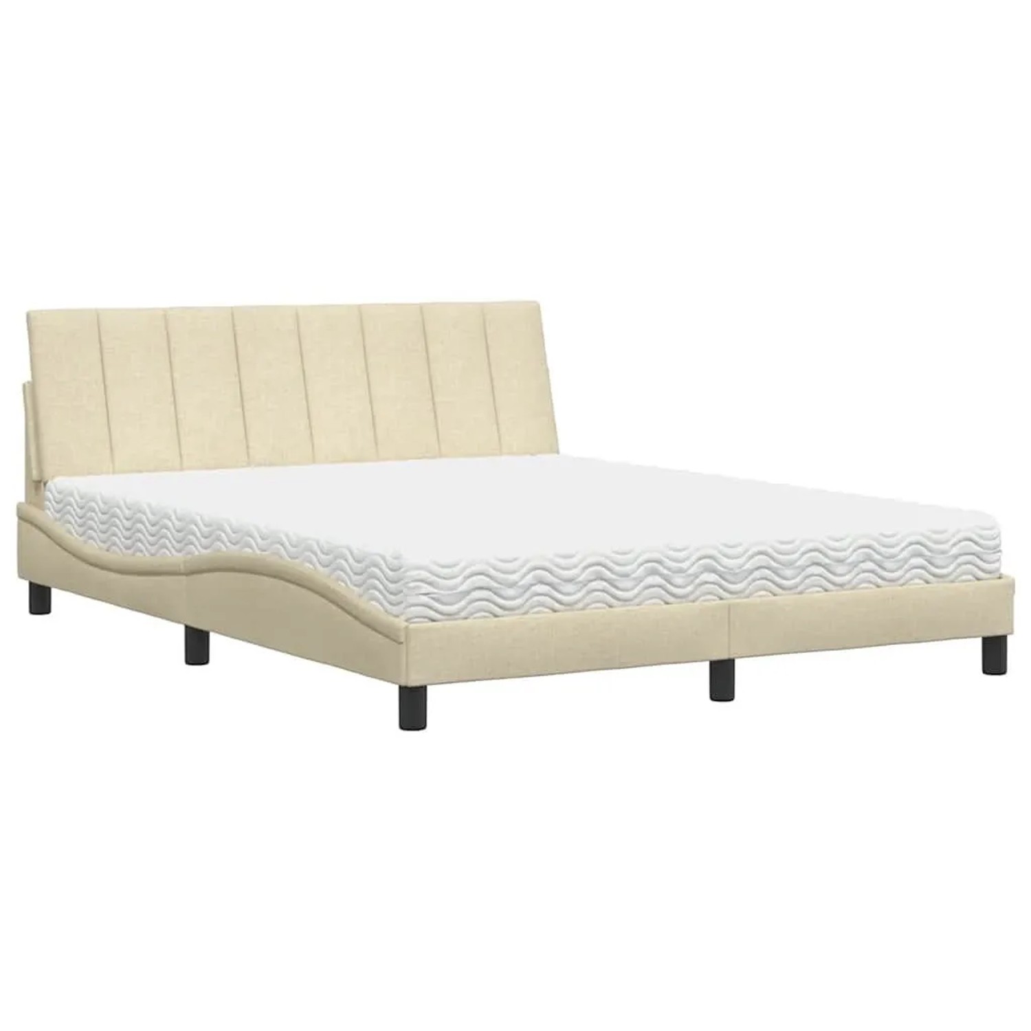 vidaXL Bett mit Matratze Creme 160x200 cm Stoff 3310543
