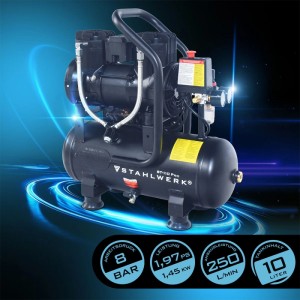 STAHLWERK Kompressor ST 110 Pro: Ölfreier Flüsterkompressor mit Zubehör-Set.