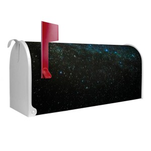Weißer Banjado US Briefkasten mit Nachthimmel Motiv, Stahl pulverbeschichtet.