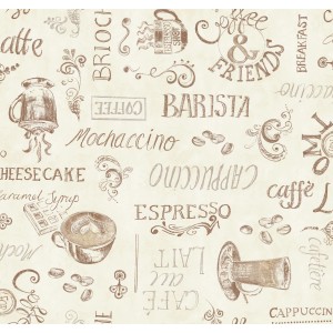 d-c-fix Tischdecke Ristretto Creme, Ø 150cm, mit Kaffeehaus-Motiv.