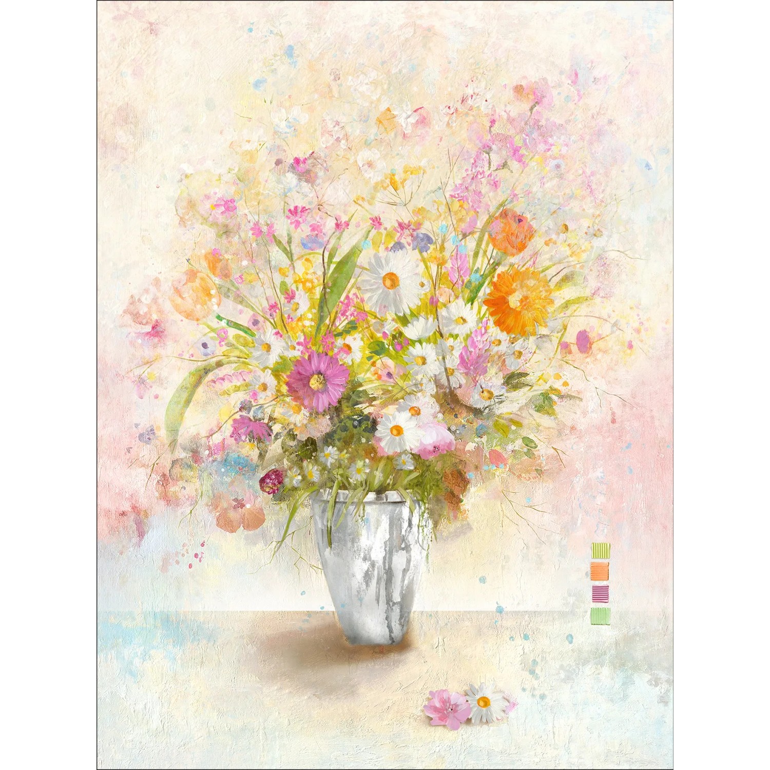 Leinwandbild Basic Than Son Retro Bunch Of Flowers II 77 cm x 57 cm