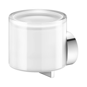 Keuco Reva Lotionspender, 150ml, weißes Glas, verchromte Wandhalterung.