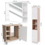 Vicco Badmöbel-Set Fynn Sonoma/Weiß, 3-teilig: Waschbeckenunterschrank, Spiegelschrank, Hochschrank.