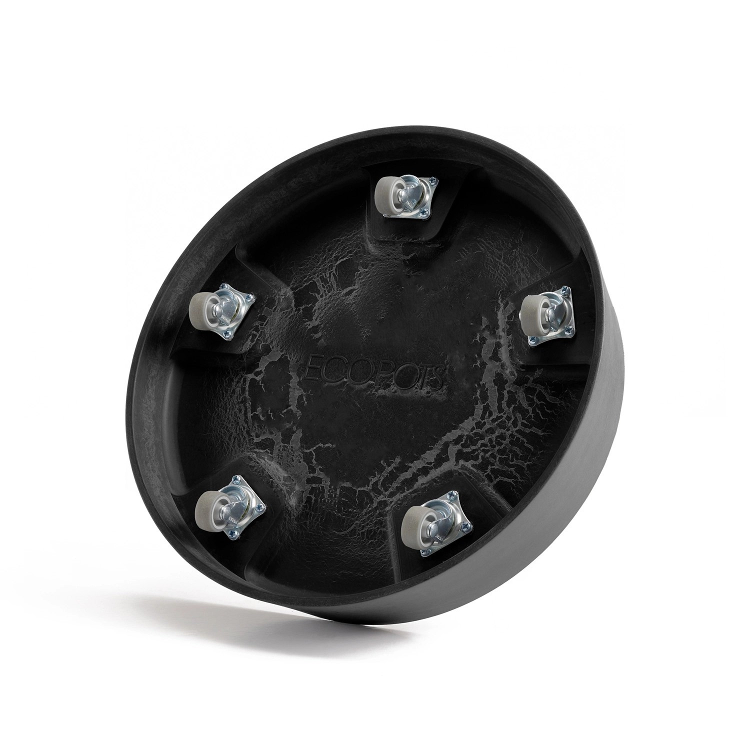 Ecopots Untersetzer Oslo Rollen, dunkelgrau, mit fünf Rollen. Praktischer Blumentopf-Untersetzer.