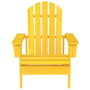 Gelber Adirondack-Gartenstuhl aus massivem Tannenholz. Robuster Holzstuhl für Garten und Terrasse.