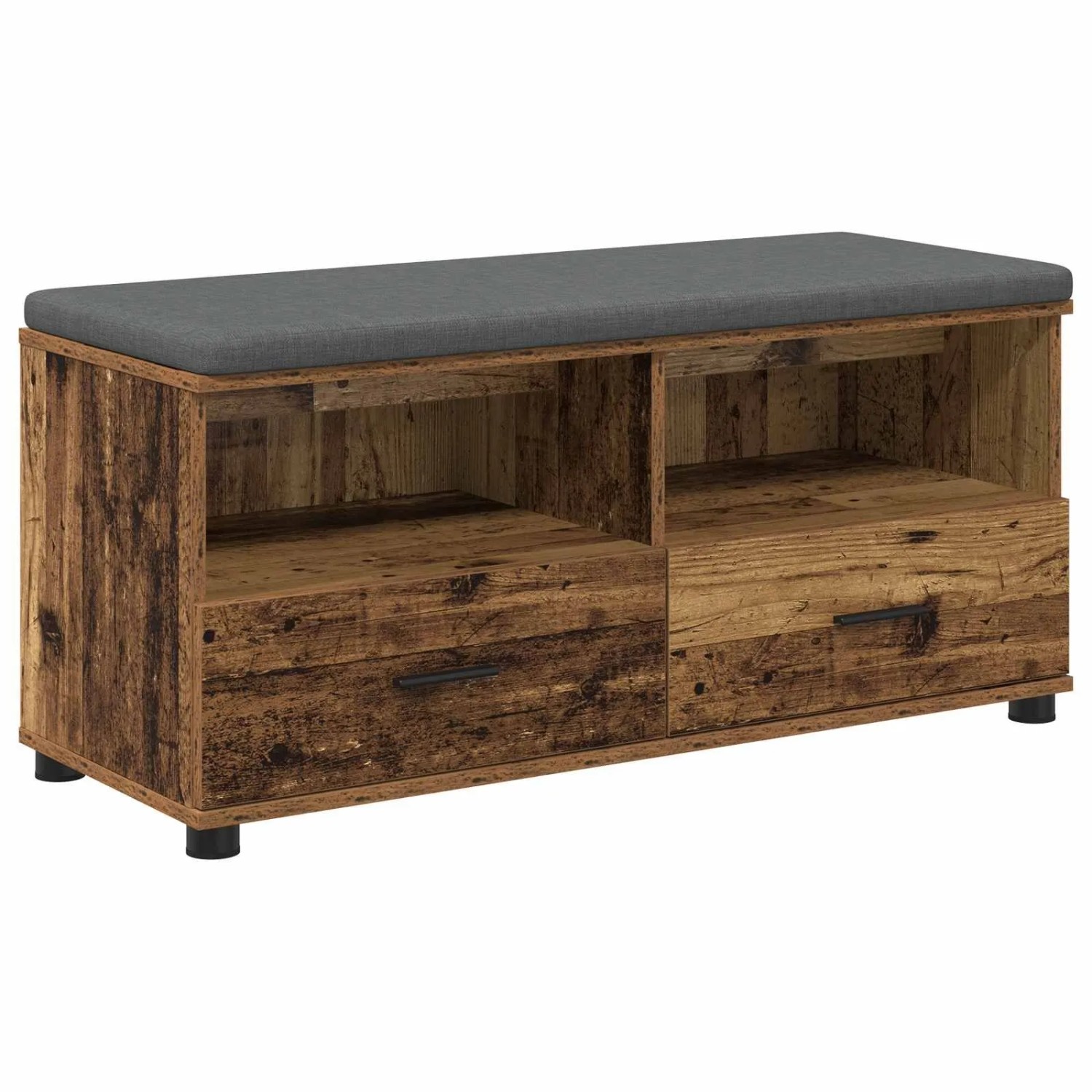 vidaXL Flurbank mit Kissen mit Schubladen Altholz 100 x 38 x 46 cm 891470