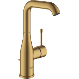 Grohe Essence Waschtischarmatur L-Size in gebürstetem Gold für moderne Badezimmer.