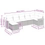 vidaXL 7-tlg. Garten-Sofagarnitur aus Poly Rattan in Schwarz mit Maßen und Kissen.