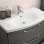 Pelipal Waschtisch Serie 4010, 84 cm, Graphit: Waschbecken mit Unterschrank und zwei Schubladen.