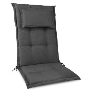 Beautissu HighLux HL Hochlehner Gartenstuhlauflage 120x52cm in Anthrazit.
