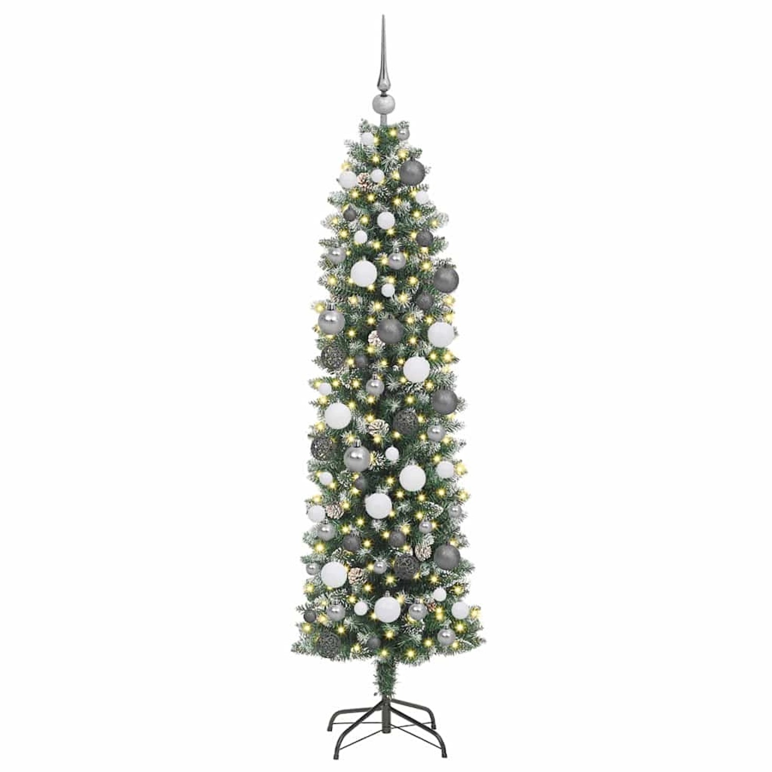 vidaXL Künstlicher Schlanker Weihnachtsbaum mit 300 LEDs Grün 180 cm 3395292