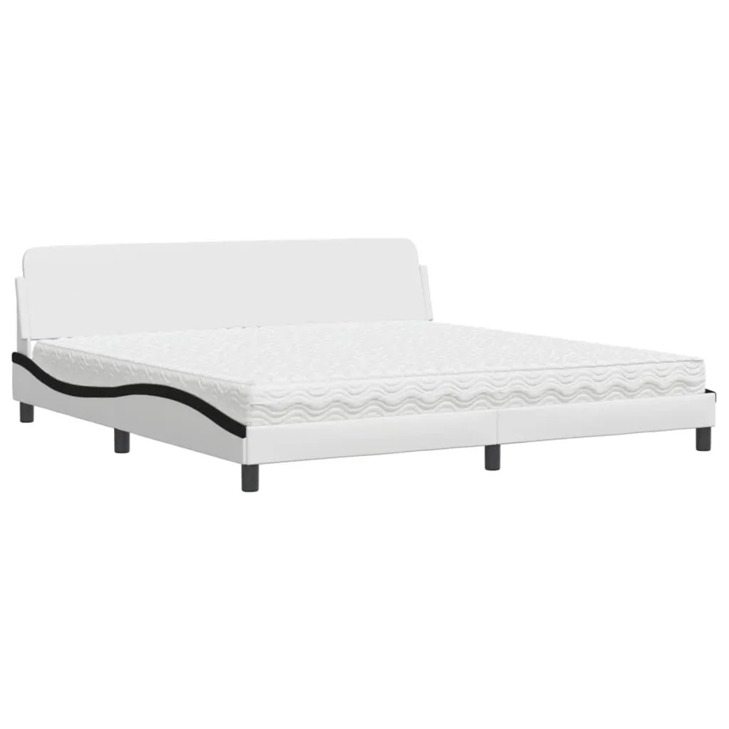 vidaXL Bett mit Matratze Weiß und Schwarz 200x200 cm Kunstleder 3208483