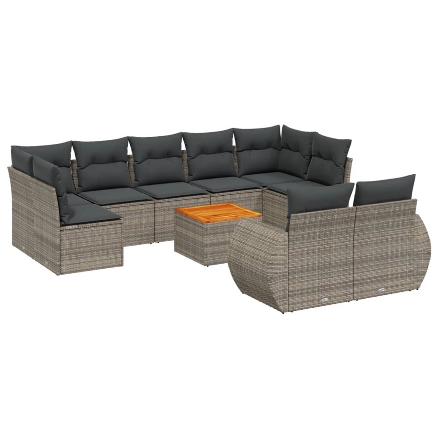 vidaXL 10-Tlg Garten-Sofagarnitur mit Kissen Grau Poly Rattan 3257488 günstig online kaufen