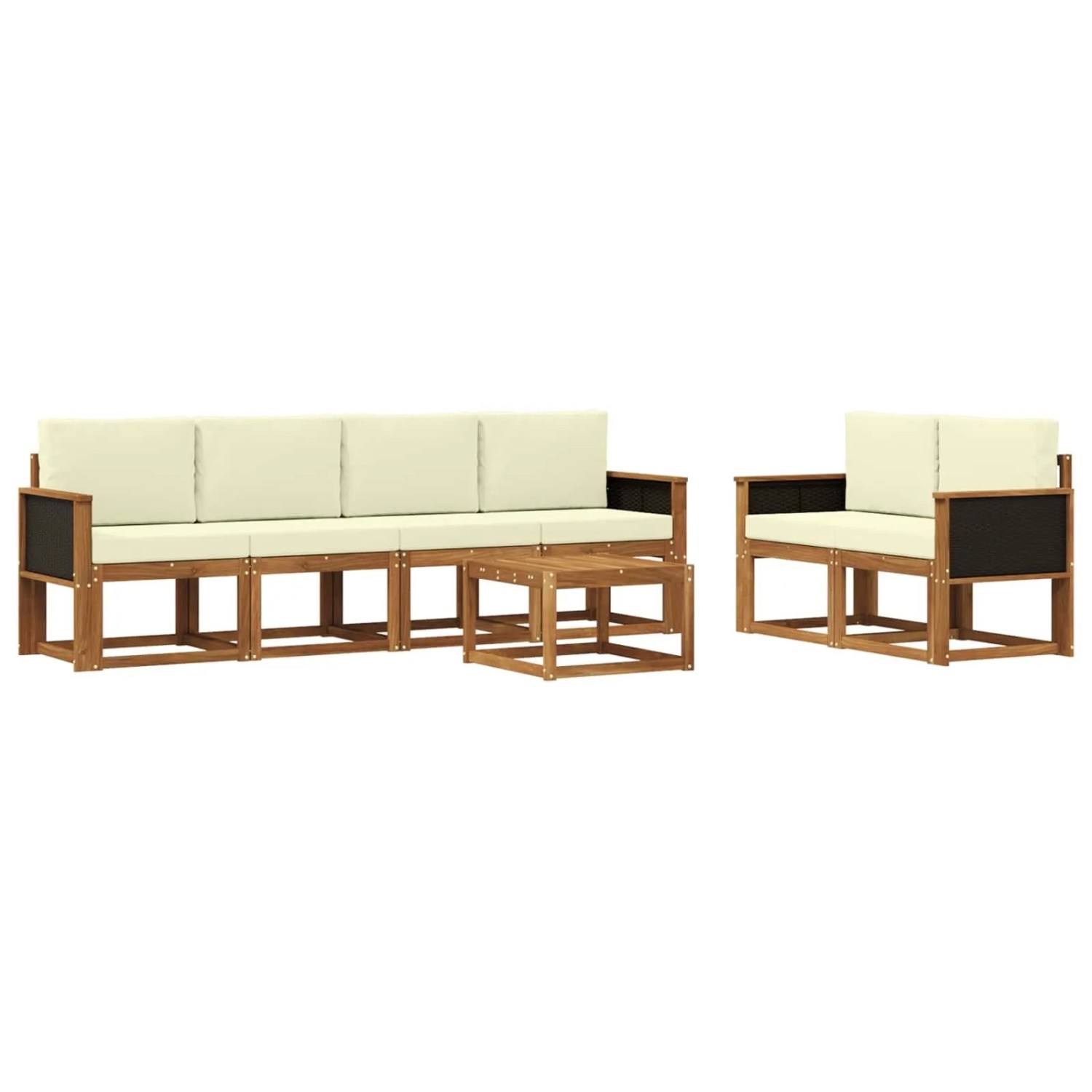 vidaXL Outdoor-Sofagarnitur mit Kissen 6 Stk Natur und Creme 3385001