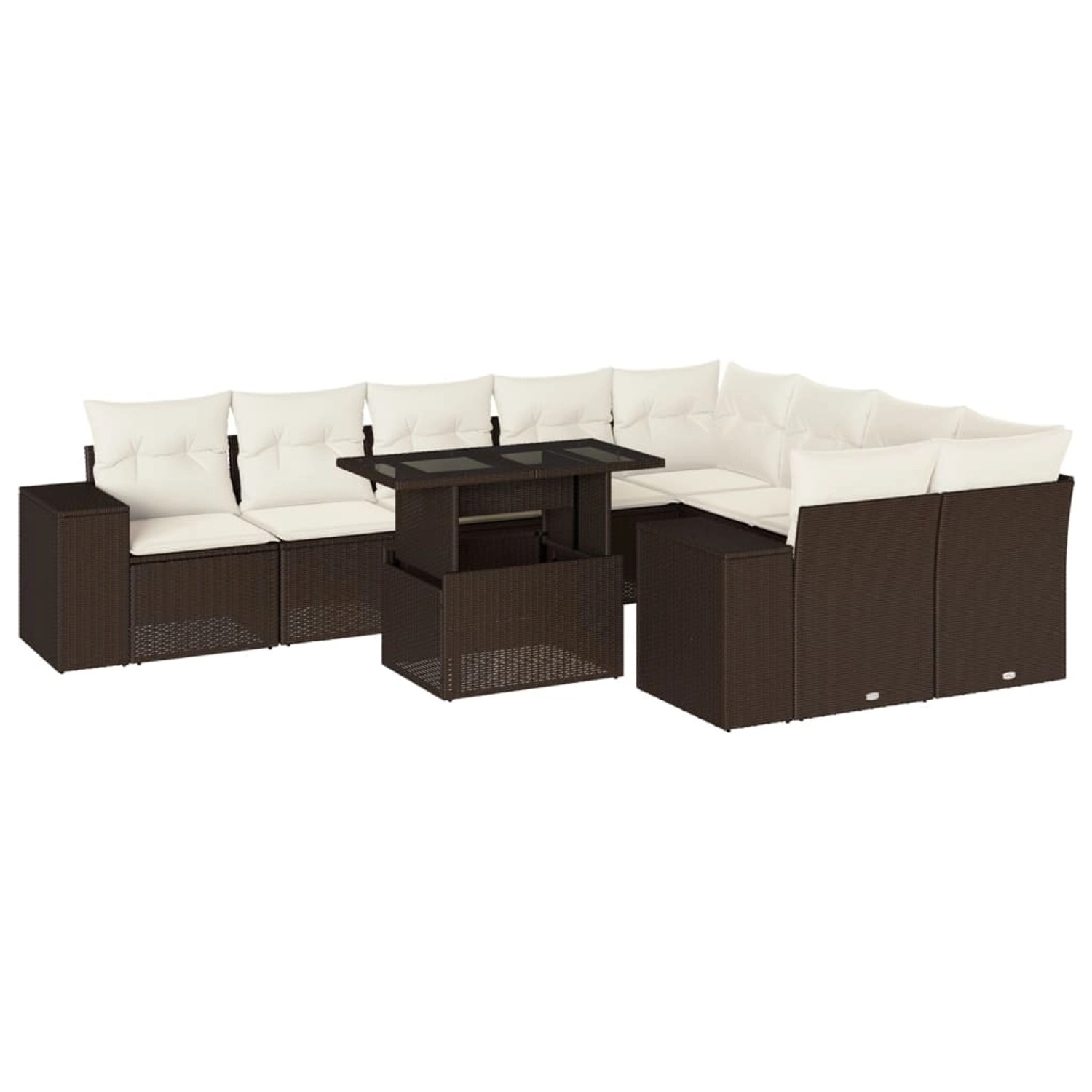 vidaXL 10-Tlg Garten-Sofagarnitur mit Kissen Braun Poly Rattan 3269393 günstig online kaufen