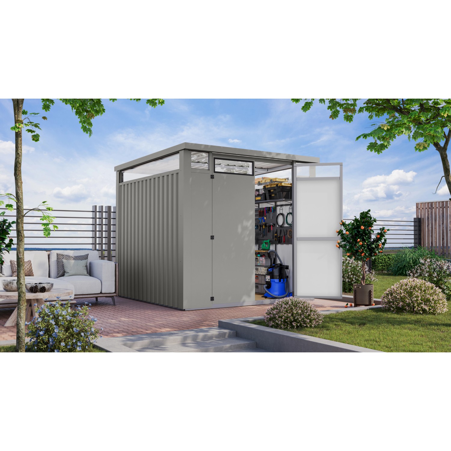 Karibu Gartenhaus Amato 2 Graualuminium 218 x 231 x 229 cm günstig online kaufen