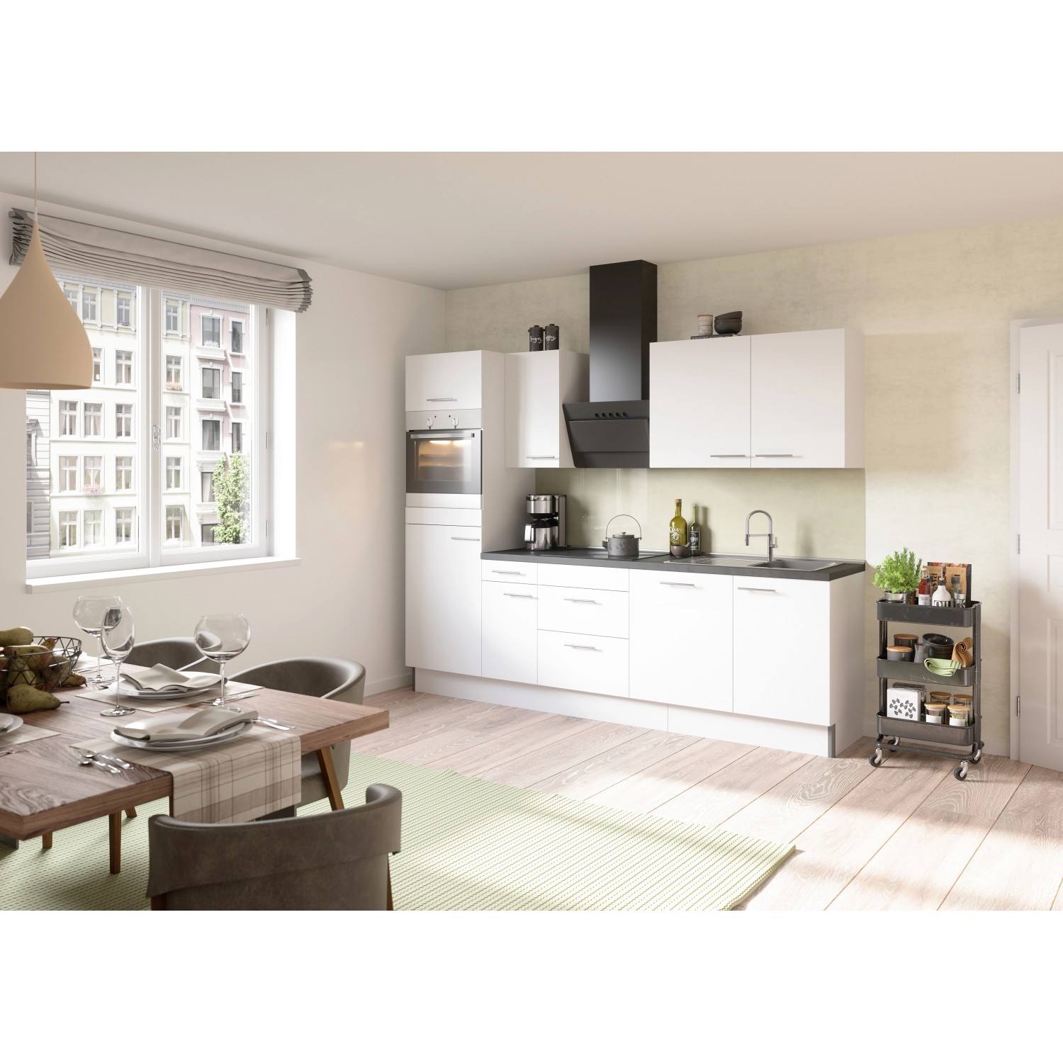 Optifit Küchenzeile/Küchenblock Optikoncept Bengt 270 cm Weiß