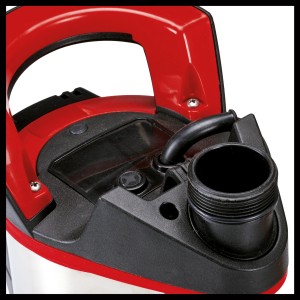 Detailaufnahme der Einhell GE-SP 4390 N-A LL ECO Klarwasserpumpe mit Universalanschluss.