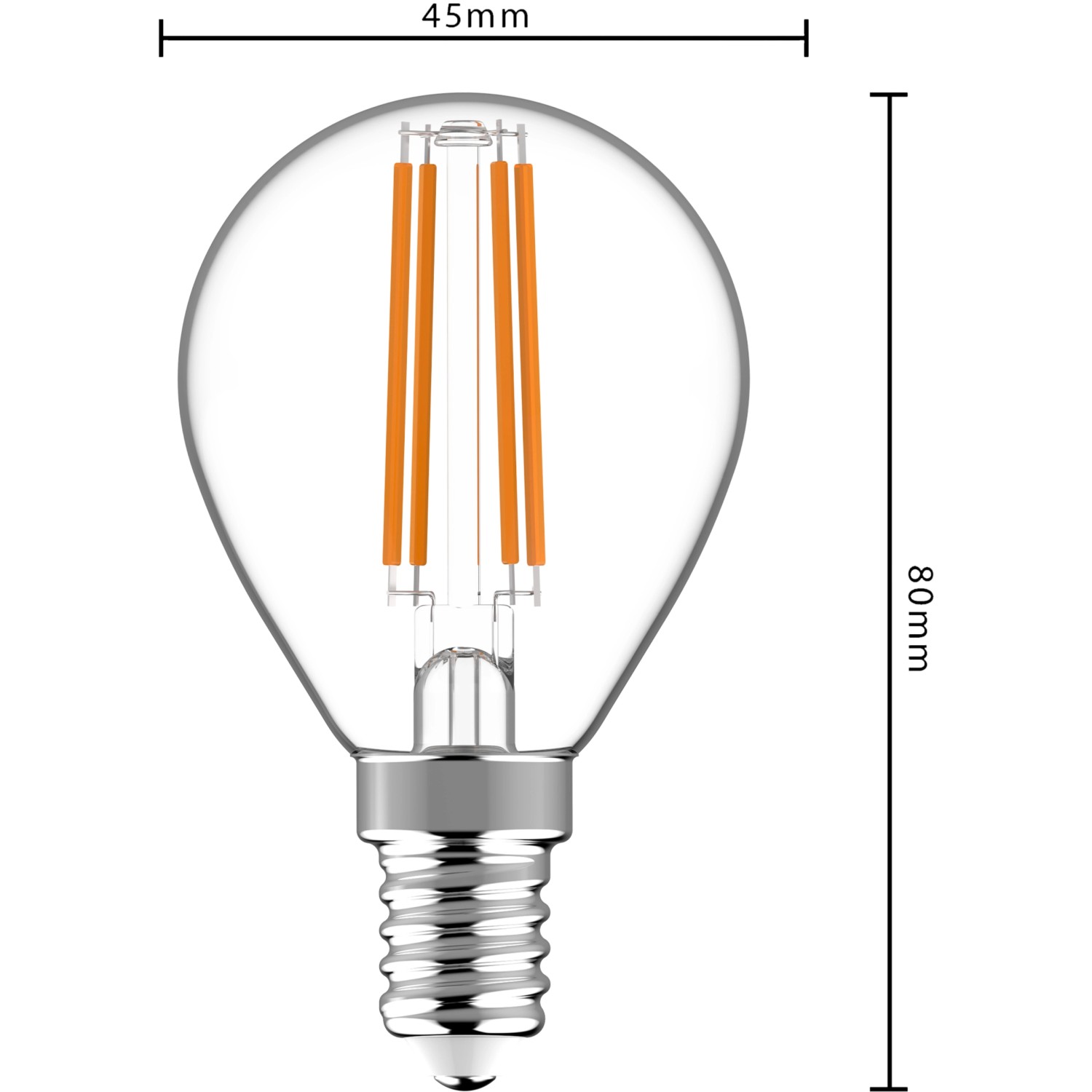 E14 LED-Filament Leuchtmittel Globe G45, 4,5W, warmweiß, Ø 4,5cm.