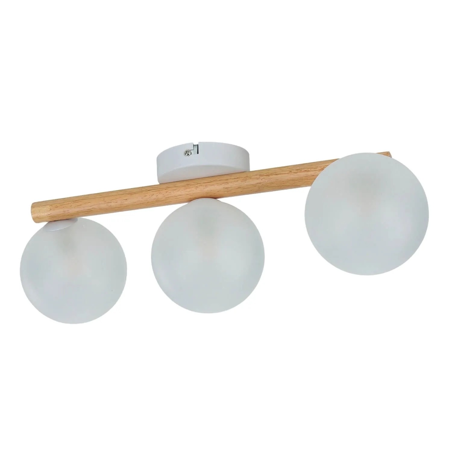 EASYLIGHT Deckenlampe Metall Glas Holz Hell Weiß G9 3-Flammig Kugel Schirm