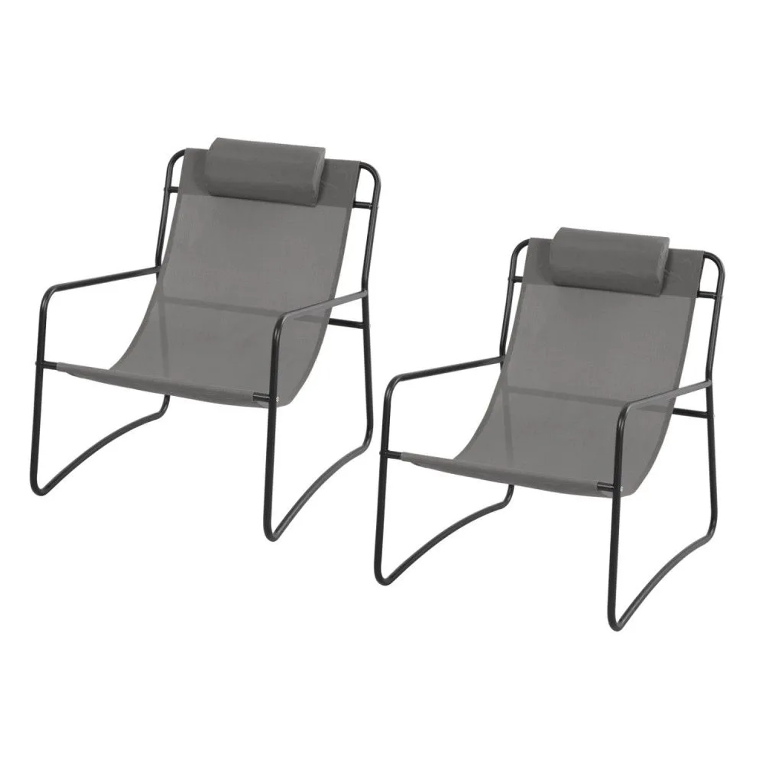 Svita Sveio 2er Set Outdoor Relaxsessel Gartenstuhl Mit Kissen Liegestuhl Dunkelgrau