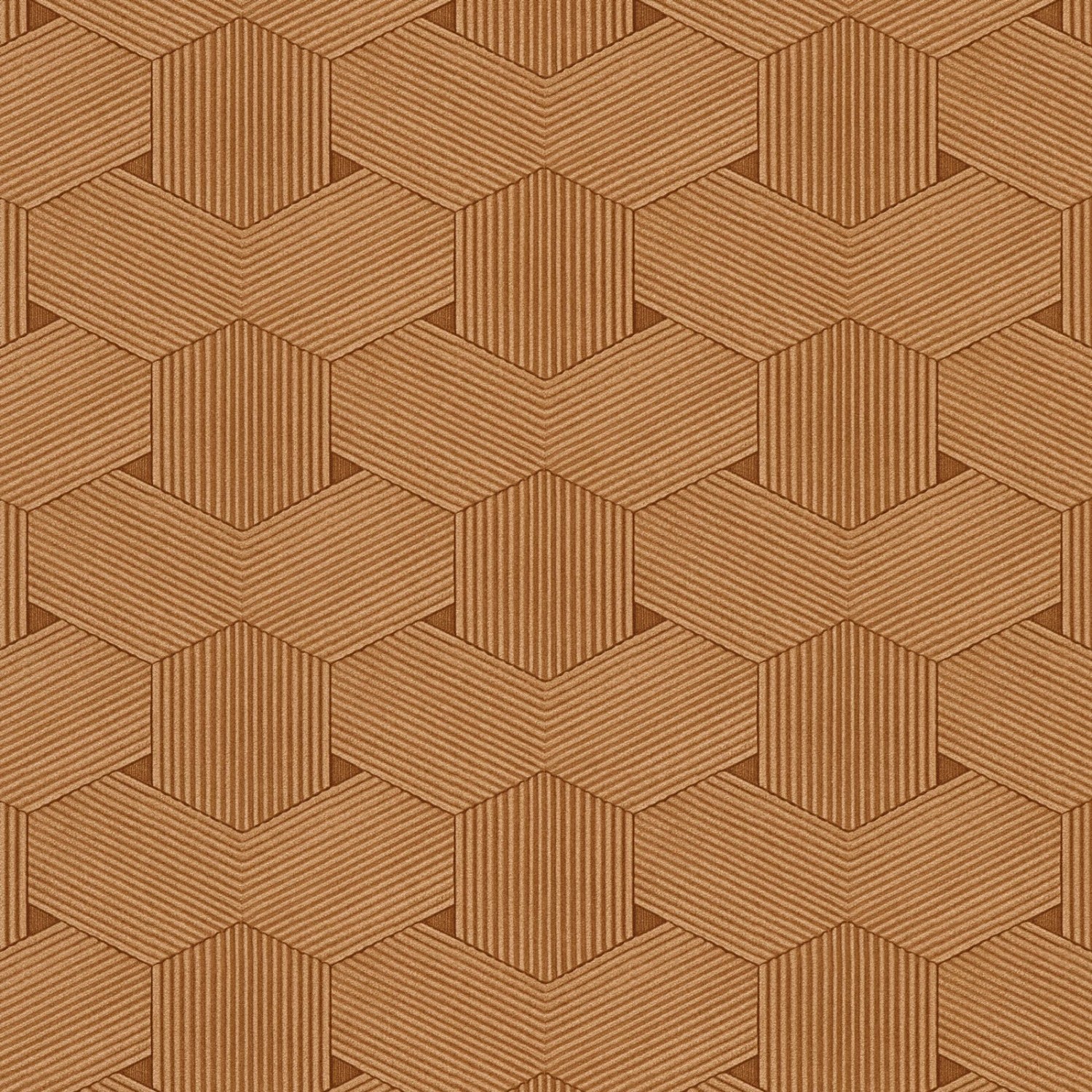 Bricoflor Boho Vliestapete in Orange Braun Moderne Tapete Im Ethno Chic in Terracotta Hexagon Wandtapete mit Vinyl für Wohnzimmer und Esszimmer