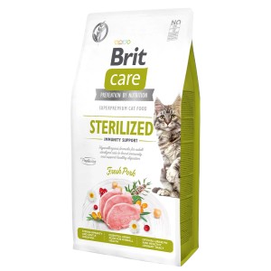 Brit Care Katzenfutter Adult Sterilized Pork 7kg, Trockenfutter für sterilisierte Katzen mit Schweinefleisch.
