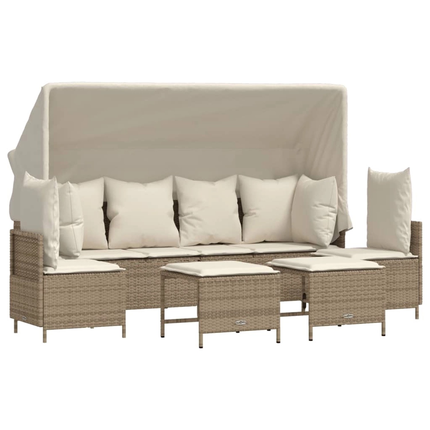 vidaXL 5-tlg Garten-Sofagarnitur mit Kissen Beige Poly Rattan Modell 195 günstig online kaufen