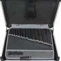 Offener Famex Alu Werkzeugkoffer 700-L mit Werkzeugpaletten und Einstecktaschen.