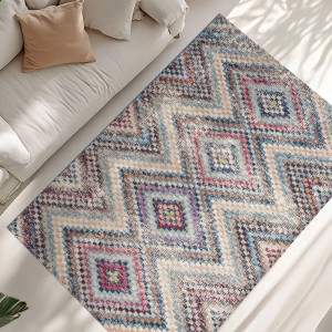 Art Universe Teppich Milano Sandy Blue, 120x170 cm, mit geometrischem Muster in Blau, Beige, Rosa. Kurzflor Teppich.