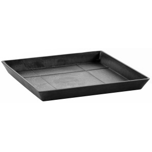 Quadratischer, dunkelgrauer Ecopots Untersetzer, 35,5 cm, aus robustem Stein- und Recycling-Kunststoff.