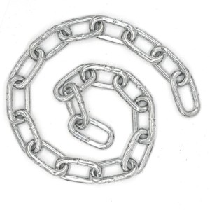 Silberne, verzinkte Metallkette für Hängesessel-Aufhängung, spiralförmig. Robuste Verlängerungskette.