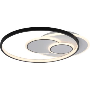 Moderne LED-Deckenleuchte Mailak von Paul Neuhaus, weiß, 55x48 cm, mit verschlungenen Kreisen.