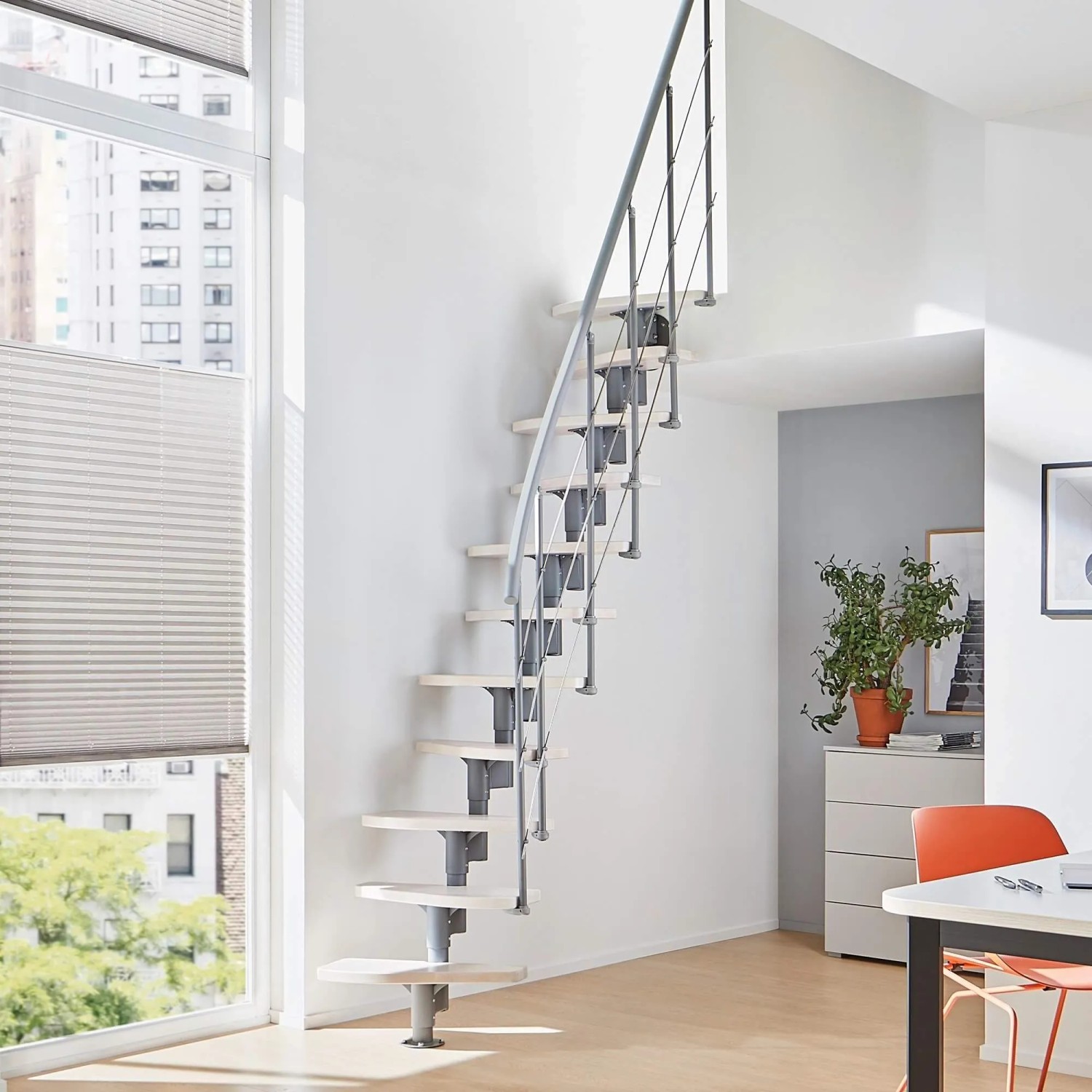 Treppen Intercon Raumspartreppe Alpha Mittelholmtreppe 11 Stufen Buche Weiß günstig online kaufen