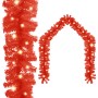 Rote LED-Weihnachtsgirlande aus PVC, 15m lang, mit warmweißen Lichtern. Ideal für festliche Dekorationen.